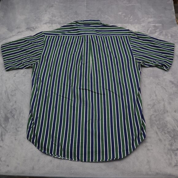 Tommy Hilfiger Shirt Mens Large Blue Green Striped Logo Button Up Casual - Picture 11 of 15